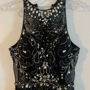 Blush Prom Embellished Black Gown, Size 2, Worn Once